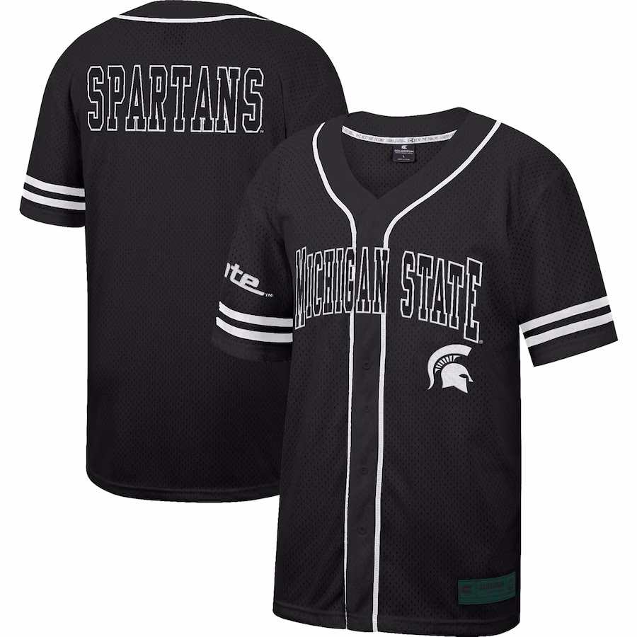 Michigan State Spartans Colosseum Free Spirited Mesh Button-Up Baseball Jersey - Black - Jersey