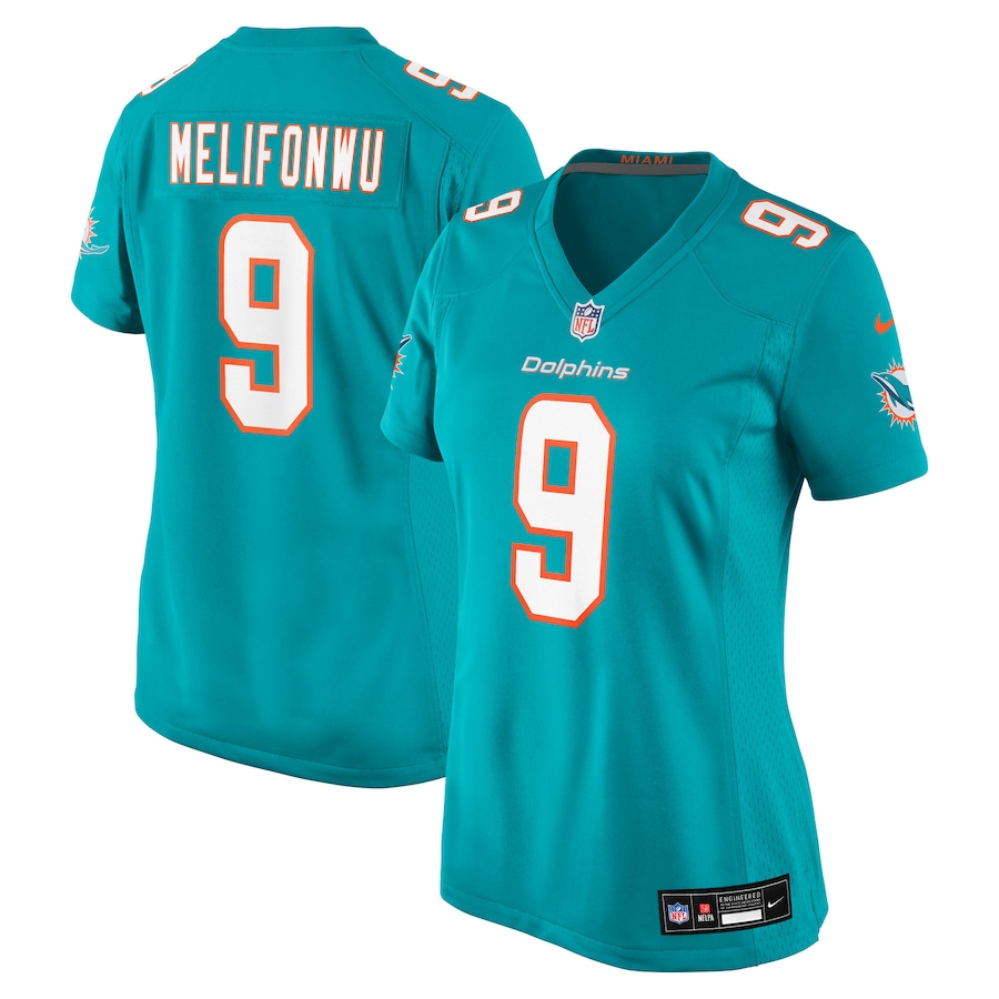 Women's Miami Dolphins Ifeatu Melifonwu Nike Aqua Team Game Jersey - Jersey