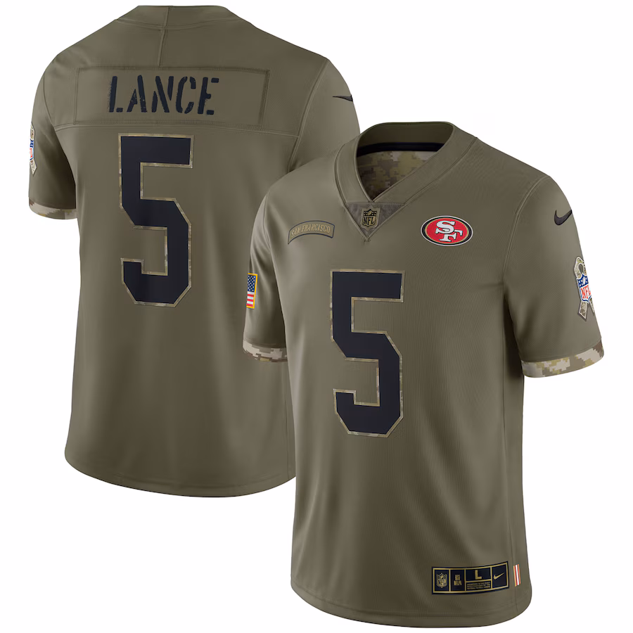 Men's San Francisco 49ers Trey Lance Nike Olive Salute To Service Limited Jersey - Jersey
