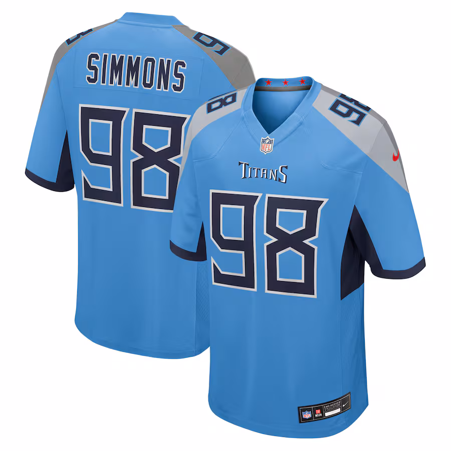 Men's Tennessee Titans Jeffery Simmons Nike Light Blue Team Game Jersey - Jersey