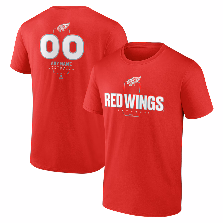 Men's Detroit Red Wings Red Personalized Name & Number Midfielder T-Shirt - Jersey