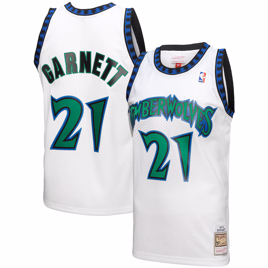 Men's Minnesota Timberwolves Kevin Garnett Mitchell & Ness White 1997-98 Hardwood Classics Reload 3.0 Swingman Jersey - Jersey