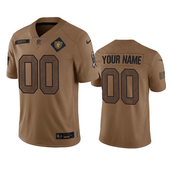 Men's Las Vegas Raiders Active Player Custom 2023 Brown Salute To Service Limited Football Stitched Jersey - Jersey