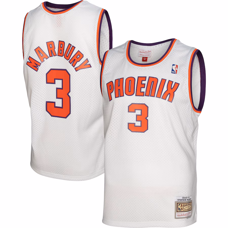 Men's Phoenix Suns Stephon Marbury Mitchell & Ness White 2001/02 Hardwood Classics Swingman Jersey - Jersey