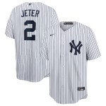 Men's New York Yankees Derek Jeter Nike White/Navy Home Replica Player Name Jersey - Jersey