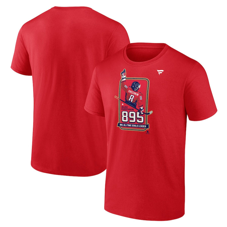 Men's Washington Capitals Alexander Ovechkin Fanatics Athletic Red NHL All-Time Leading Goal Scorer Locker Room T-Shirt - Jersey
