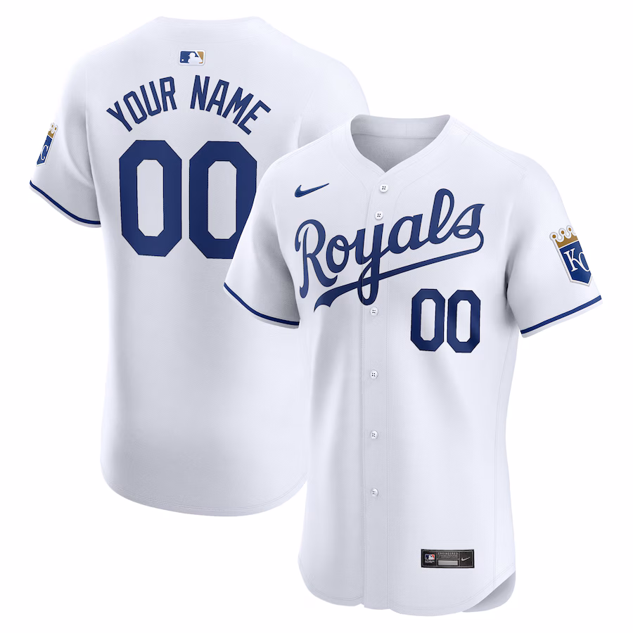 Men's Kansas City Royals Nike White Home Elite Custom Jersey - Jersey