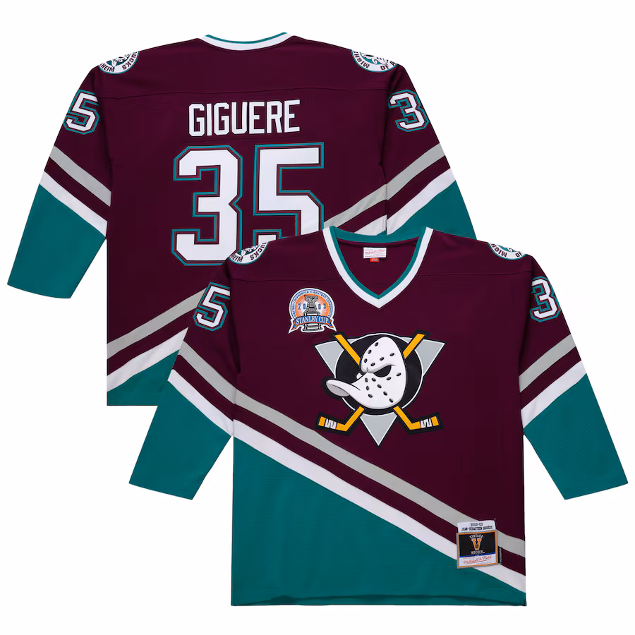 Men's Anaheim Ducks Jean-Sebastien Giguere Purple 2002-03 Power Play Jersey - Jersey