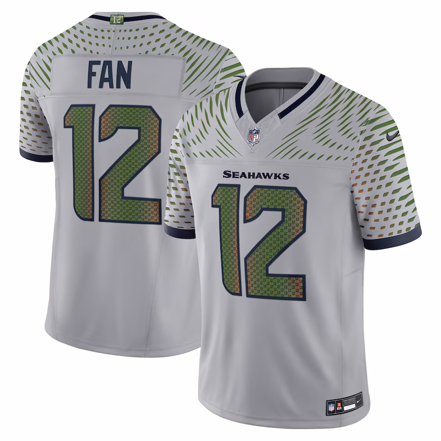 Men's Seattle Seahawks 12s Nike Wolf Gray 2025 Rivalries Collection Limited Jersey - Jersey