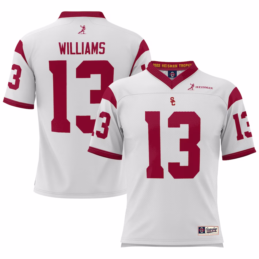 Caleb Williams USC Trojans GameDay Greats Lightweight Heisman Memorial Jersey - White - Jersey