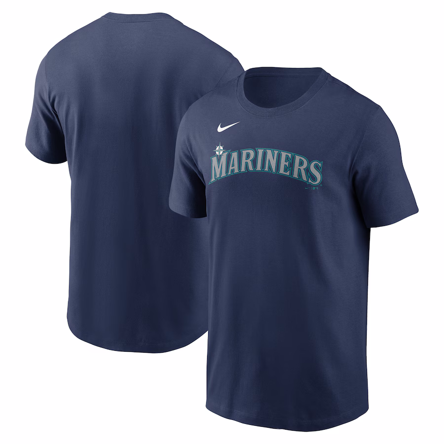 Men's Seattle Mariners Nike Navy Fuse Wordmark T-Shirt - Jersey
