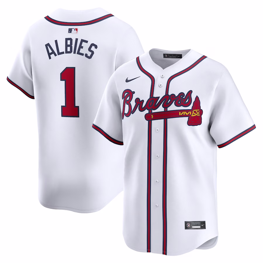 Men's Atlanta Braves Ozzie Albies Nike White Home Limited Player Jersey - Jersey