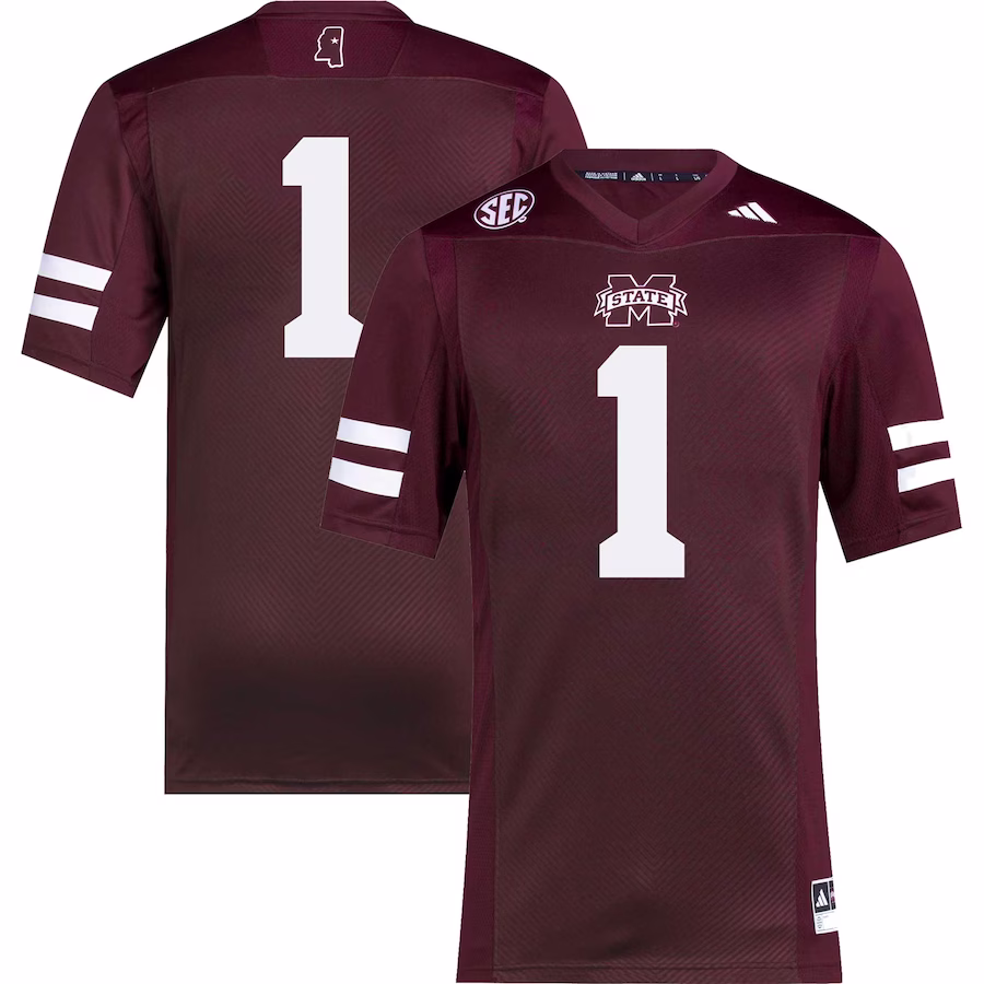 #1 Mississippi State Bulldogs adidas Premier Football Jersey - Maroon - Jersey