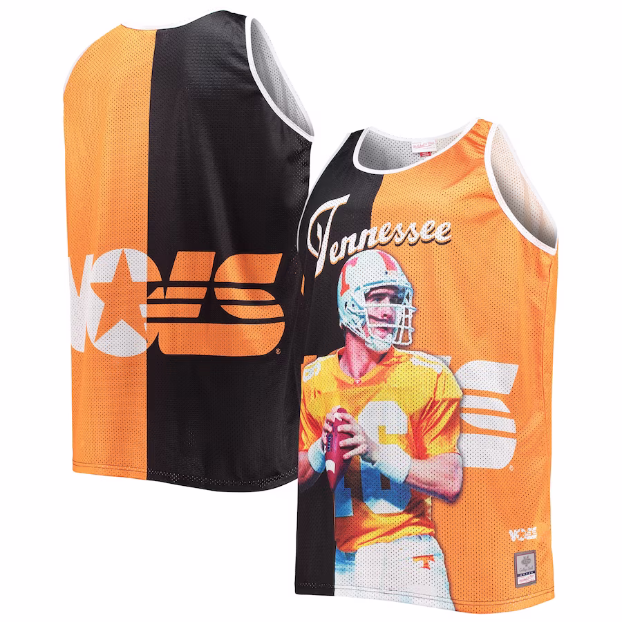 Peyton Manning Tennessee Volunteers Mitchell & Ness Sublimated Player Big & Tall Tank Top - Black/Tennessee Orange - Jersey