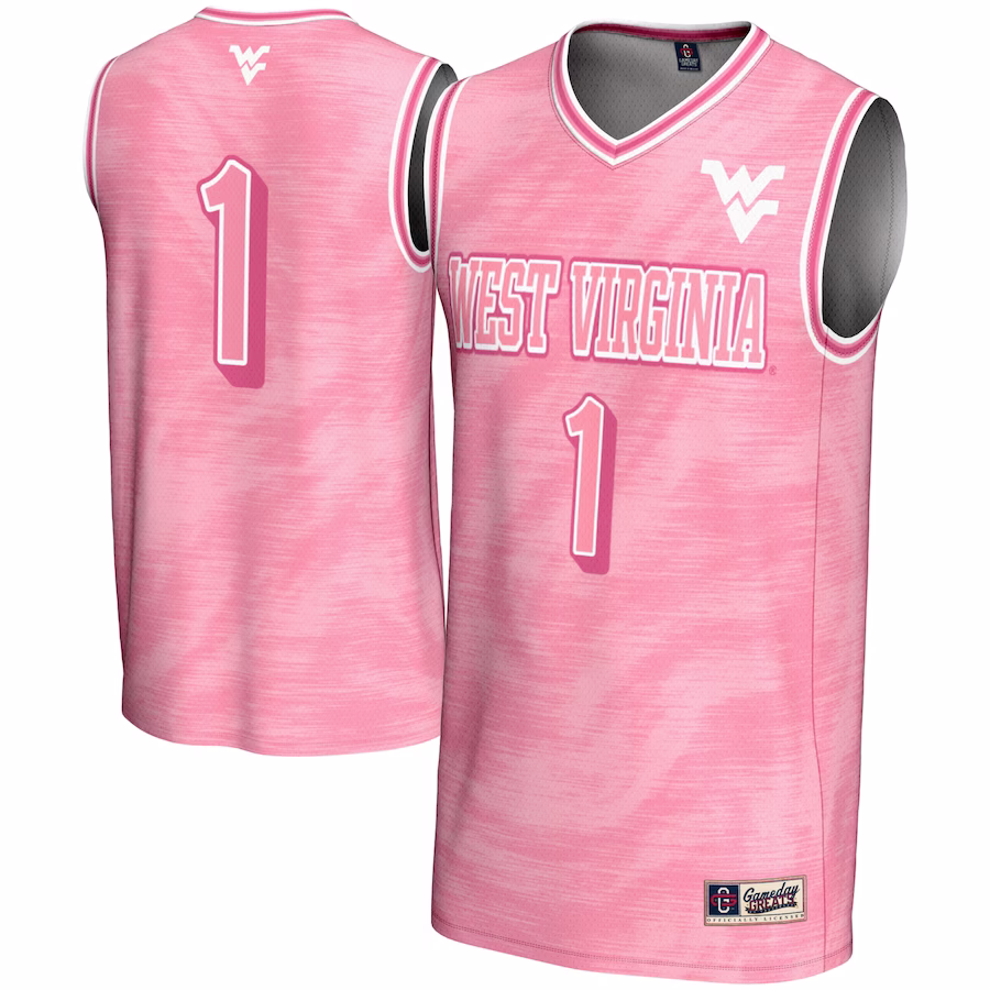 #1 West Virginia Mountaineers GameDay Greats Youth Lightweight Basketball Jersey - Pink - Jersey