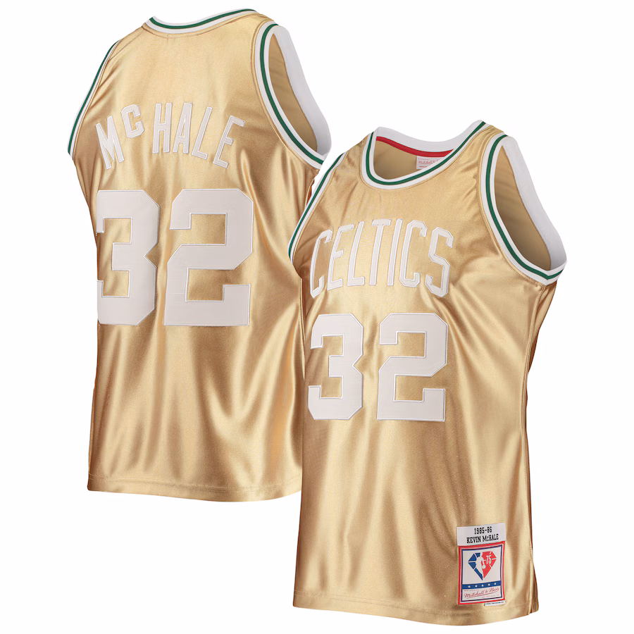 Men's Boston Celtics Kevin McHale Gold Mitchell & Ness 75th Anniversary 1985/86 Hardwood Classics Swingman Jersey - Jersey