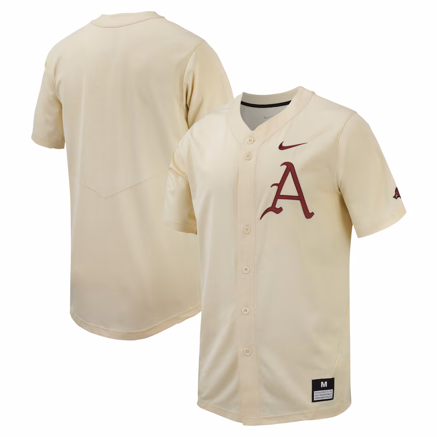 Men's Nike Cream Arkansas Razorbacks Replica Baseball Jersey - Jersey