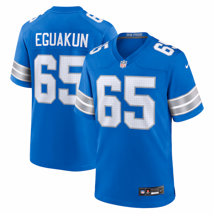 Men's Detroit Lions Kingsley Eguakun Nike  Blue Game Jersey - Jersey