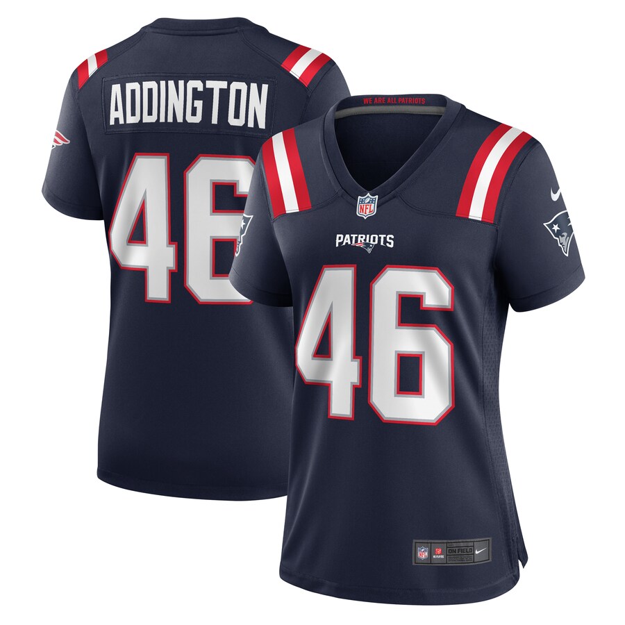 Women's New England Patriots Tucker Addington Nike Navy Home Game Player Jersey - Jersey
