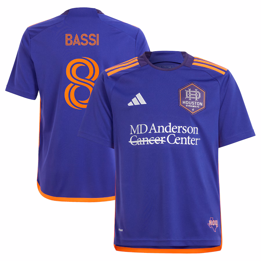 Youth Houston Dynamo FC Amine Bassi adidas Purple 2024 Still Holdin' Replica Player Jersey - Jersey
