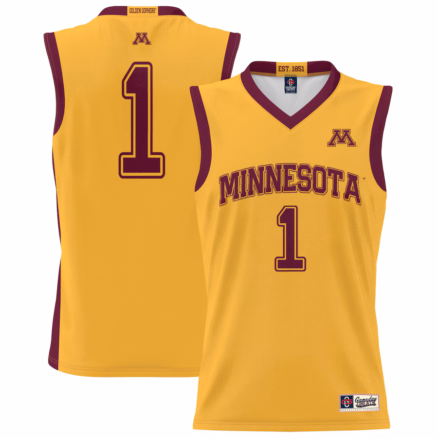 #1 Minnesota Golden Gophers GameDay Greats Unisex Lightweight Basketball Jersey - Gold - Jersey
