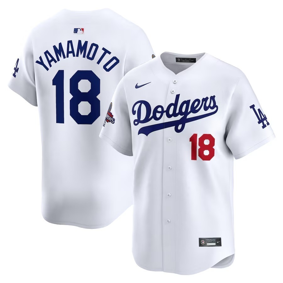 Men's Los Angeles Dodgers Yoshinobu Yamamoto Nike White 2024 World Series Champions Home Limited Player Jersey - Jersey
