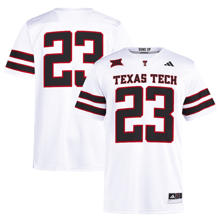 #23 Texas Tech Red Raiders adidas Away Premier Football Jersey – White - Jersey