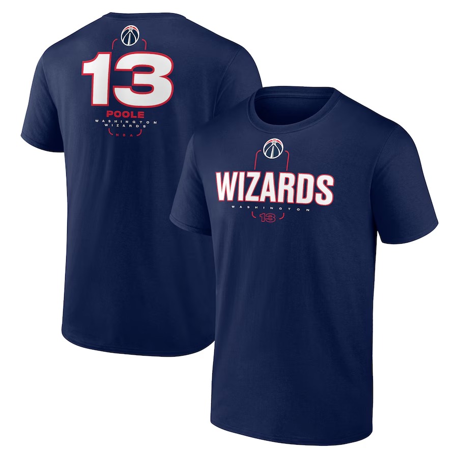 Men's Washington Wizards Jordan Poole Navy Behind The Back Name & Number T-Shirt - Jersey