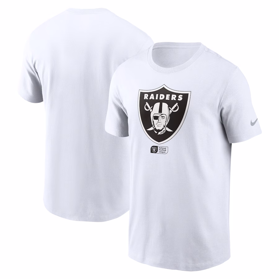 Men's Las Vegas Raiders Nike White Faded Essential T-Shirt - Jersey