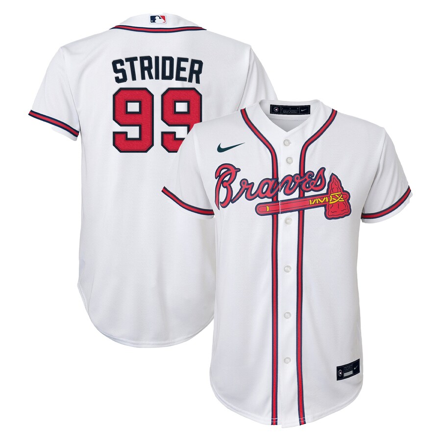 Youth Atlanta Braves Spencer Strider Nike White Home Replica Player Jersey - Jersey