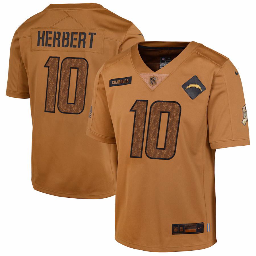 Men's Los Angeles Chargers Justin Herbert Nike Brown Salute To Service Limited Jersey - Jersey