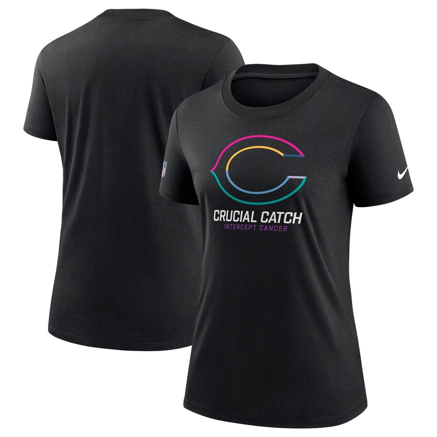 Women's Chicago Bears  Nike Black 2024 NFL Crucial Catch Tri-Blend T-Shirt - Jersey