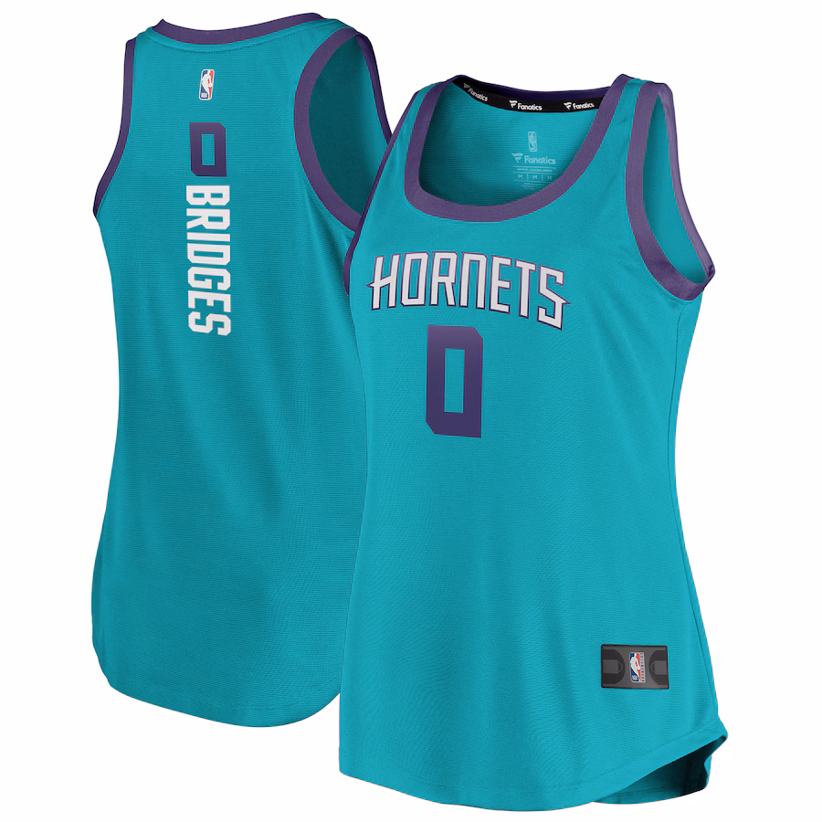 Women's Charlotte Hornets Miles Bridges Fanatics Teal Fast Break Team Tank Jersey - Icon Edition - Jersey