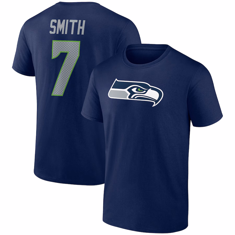 Men's Seattle Seahawks Geno Smith Fanatics College Navy Player Icon Name & Number T-Shirt - Jersey