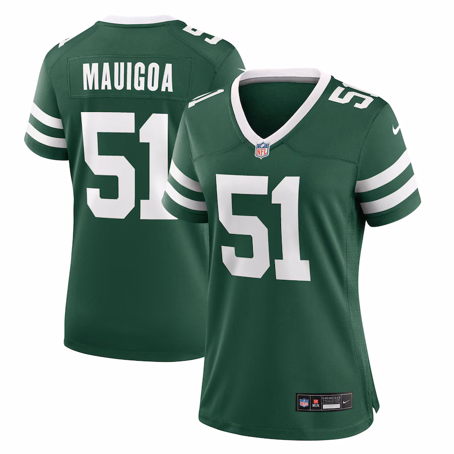 Women's New York Jets Francisco Mauigoa Nike Legacy Green Team Game Jersey - Jersey