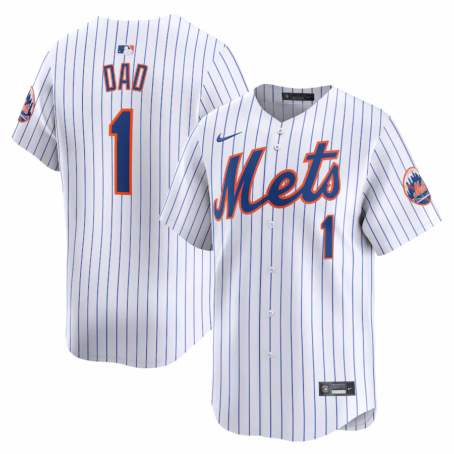 Men's New York Mets Nike White #1 Dad Home Limited Jersey - Jersey