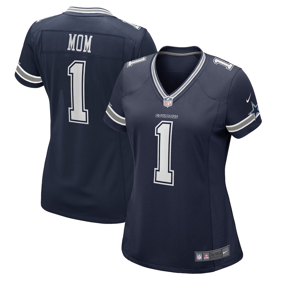 Women's Dallas Cowboys Number 1 Mom Nike Navy Game Jersey - Jersey