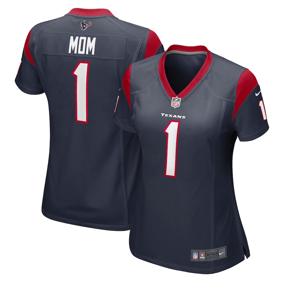 Women's Houston Texans Number 1 Mom Nike Navy Game Jersey - Jersey