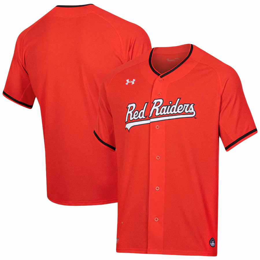Men's Under Armour Red Texas Tech Red Raiders Softball V-Neck Jersey - Jersey