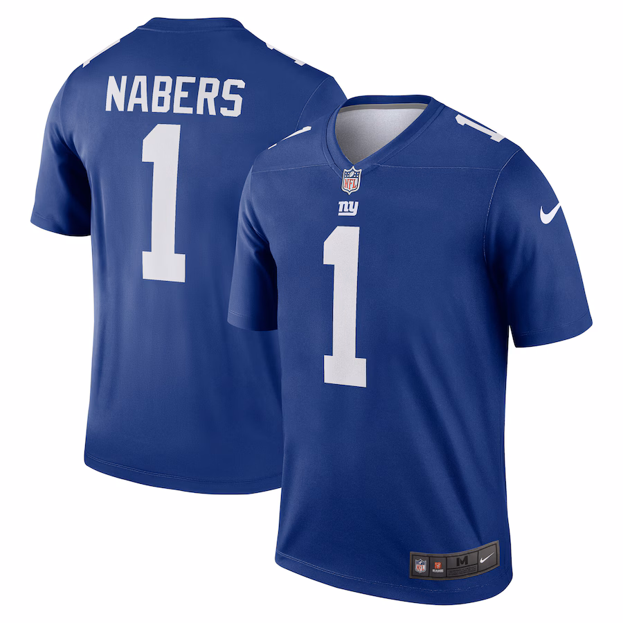 Men's New York Giants Malik Nabers Nike Royal Team Legend Player Performance Top - Jersey