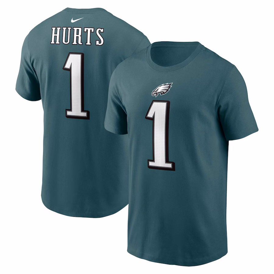 Men's Philadelphia Eagles Jalen Hurts Nike Midnight Green  Player Name & Number T-Shirt - Jersey