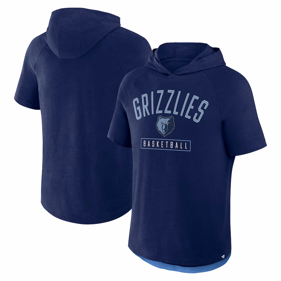 Men's Memphis Grizzlies Fanatics Athletic Navy Pass Legend Hooded T-Shirt - Jersey