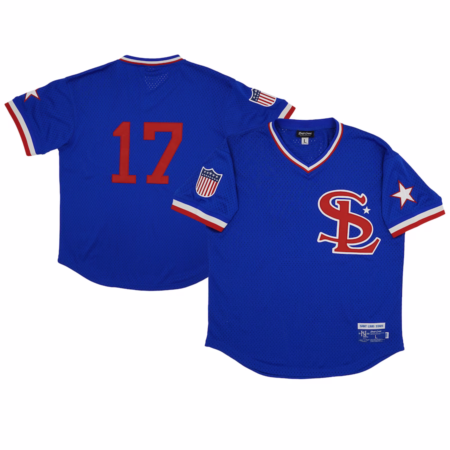 Men's St. Louis Stars #17 Rings & Crwns Royal Mesh Replica V-Neck Jersey - Jersey