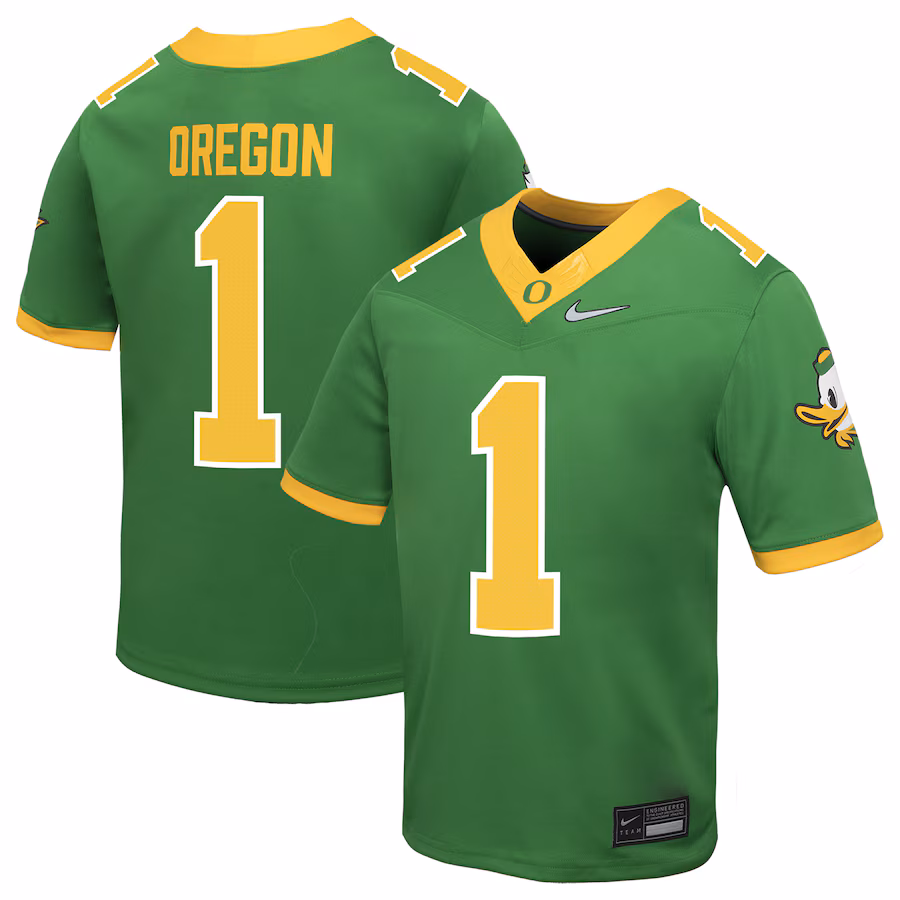 Youth Nike #1 Apple Green Oregon Ducks Alternate Replica Football Jersey - Jersey