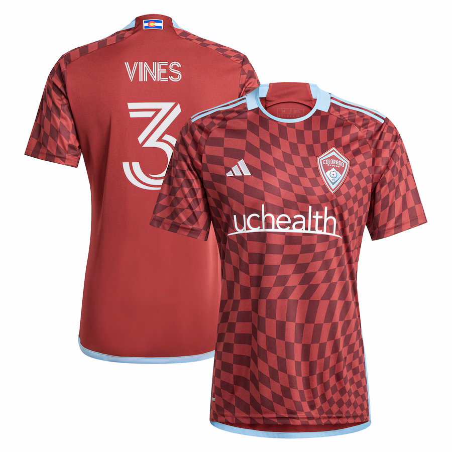 Men's Colorado Rapids Sam Vines adidas Burgundy 2024 One Flag Kit Replica Player Jersey - Jersey