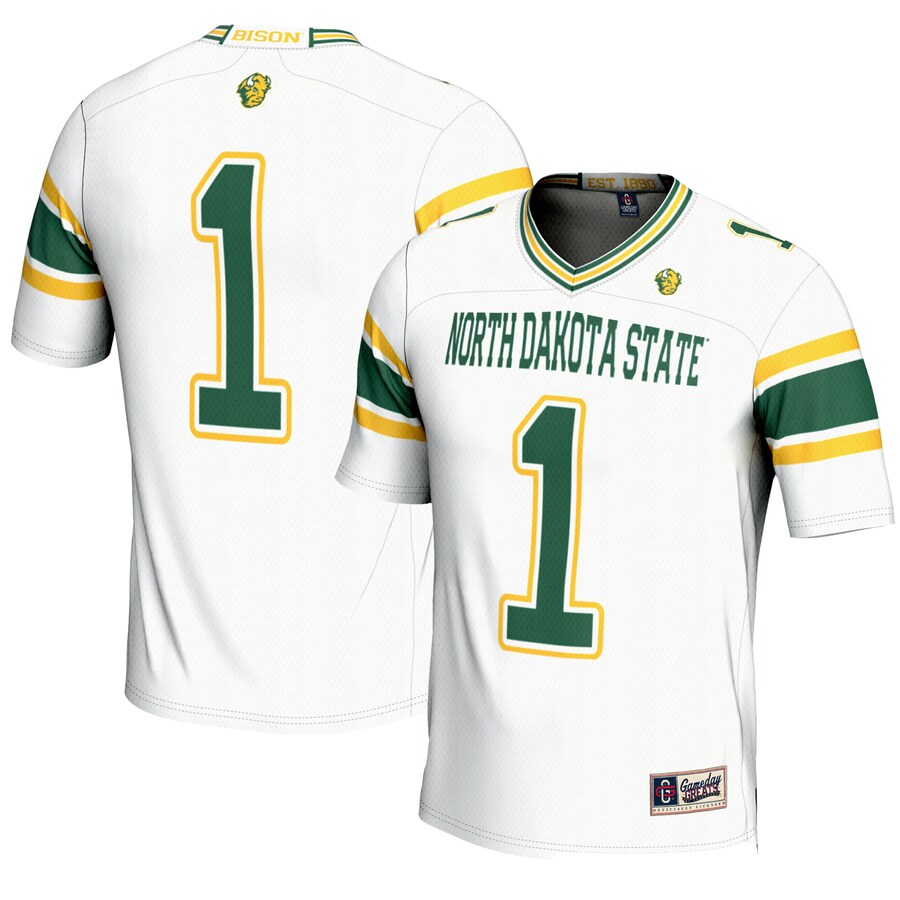 Men's GameDay Greats #1 White NDSU Bison Endzone Football Jersey - Jersey