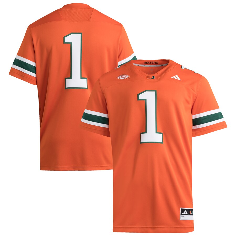 Men's adidas #1 Orange Miami Hurricanes Premier Jersey - Jersey