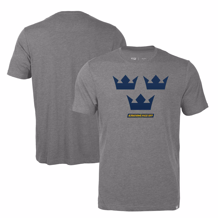 Men's Sweden Levelwear Gray 2025 4 Nations Face-Off Thrive Tri-Blend T-Shirt - Jersey