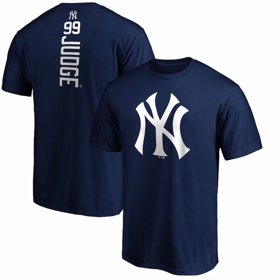 Men's New York Yankees Aaron Judge Navy Playmaker Name & Number T-Shirt - Jersey