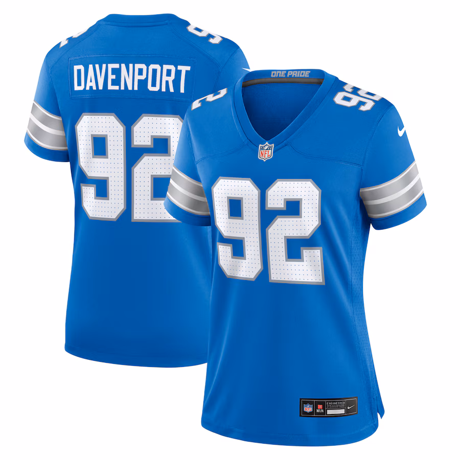 Women's Detroit Lions Marcus Davenport Nike  Blue Team Game Jersey - Jersey